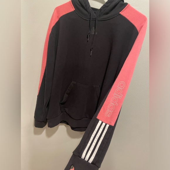 Adidas Women’s Black Pink Stripe Hoodie Size Medium - Picture 4 of 10